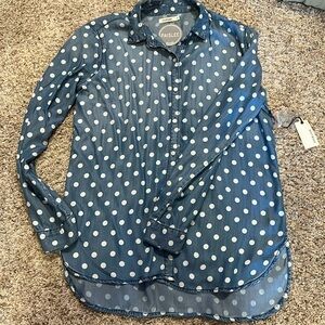 Sneak peek Tencel polka dot denim shirt